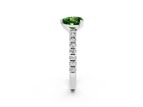 White gold Heart Cut Solitaire Diamond with Pavé Band and Four-Prong Setting_2