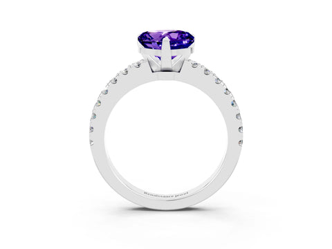 White gold Heart Cut Solitaire Diamond with Pavé Band and Four-Prong Setting_3