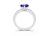 White gold Heart Cut Solitaire Diamond with Pavé Band and Four-Prong Setting_3