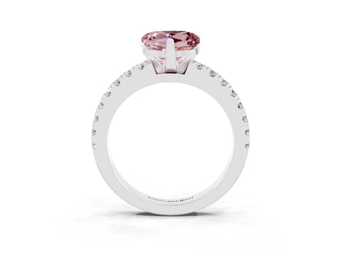 White gold Heart Cut Solitaire Diamond with Pavé Band and Four-Prong Setting_3
