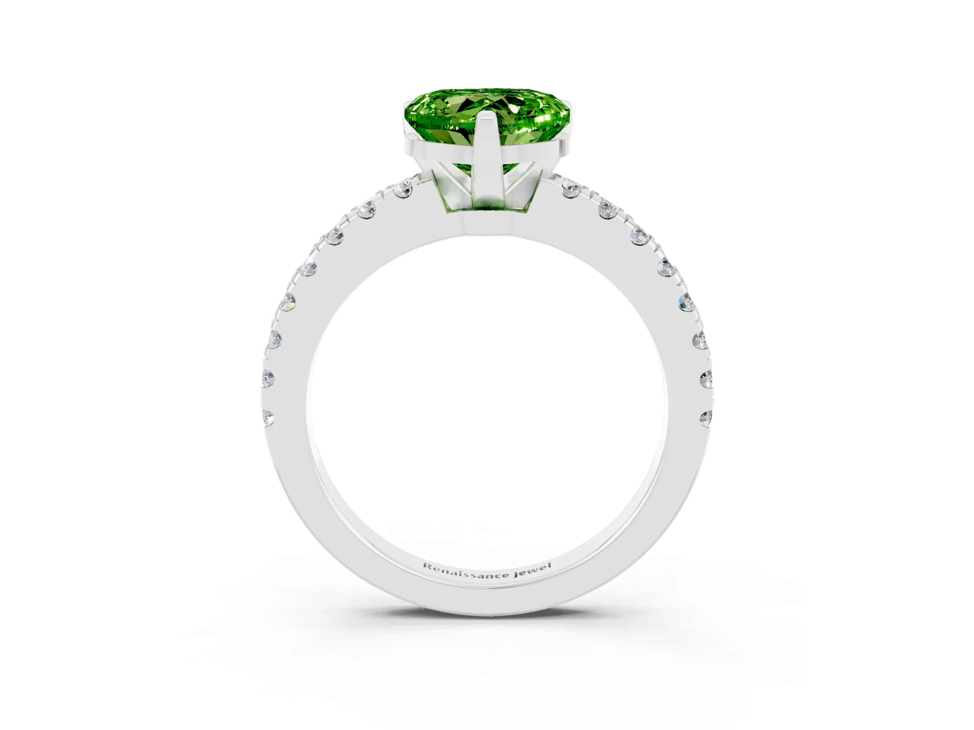 White gold Heart Cut Solitaire Diamond with Pavé Band and Four-Prong Setting_3