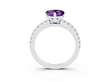 White gold Heart Cut Solitaire Diamond with Pavé Band and Four-Prong Setting_3