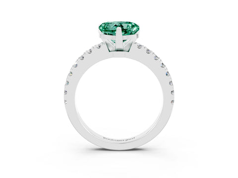 White gold Heart Cut Solitaire Diamond with Pavé Band and Four-Prong Setting_3