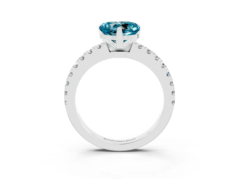 White gold Heart Cut Solitaire Diamond with Pavé Band and Four-Prong Setting_3