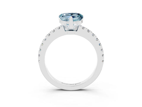 White gold Heart Cut Solitaire Diamond with Pavé Band and Four-Prong Setting_3