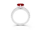 White gold Heart Cut Solitaire Diamond with Pavé Band and Four-Prong Setting_3