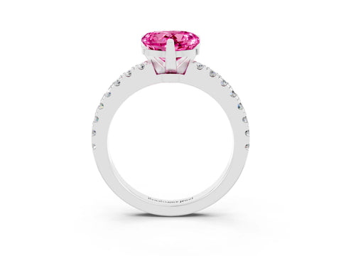 White gold Heart Cut Solitaire Diamond with Pavé Band and Four-Prong Setting_3