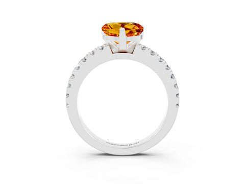 White gold Heart Cut Solitaire Diamond with Pavé Band and Four-Prong Setting_3