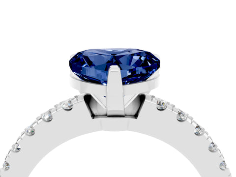 White gold Heart Cut Solitaire Diamond with Pavé Band and Four-Prong Setting_4