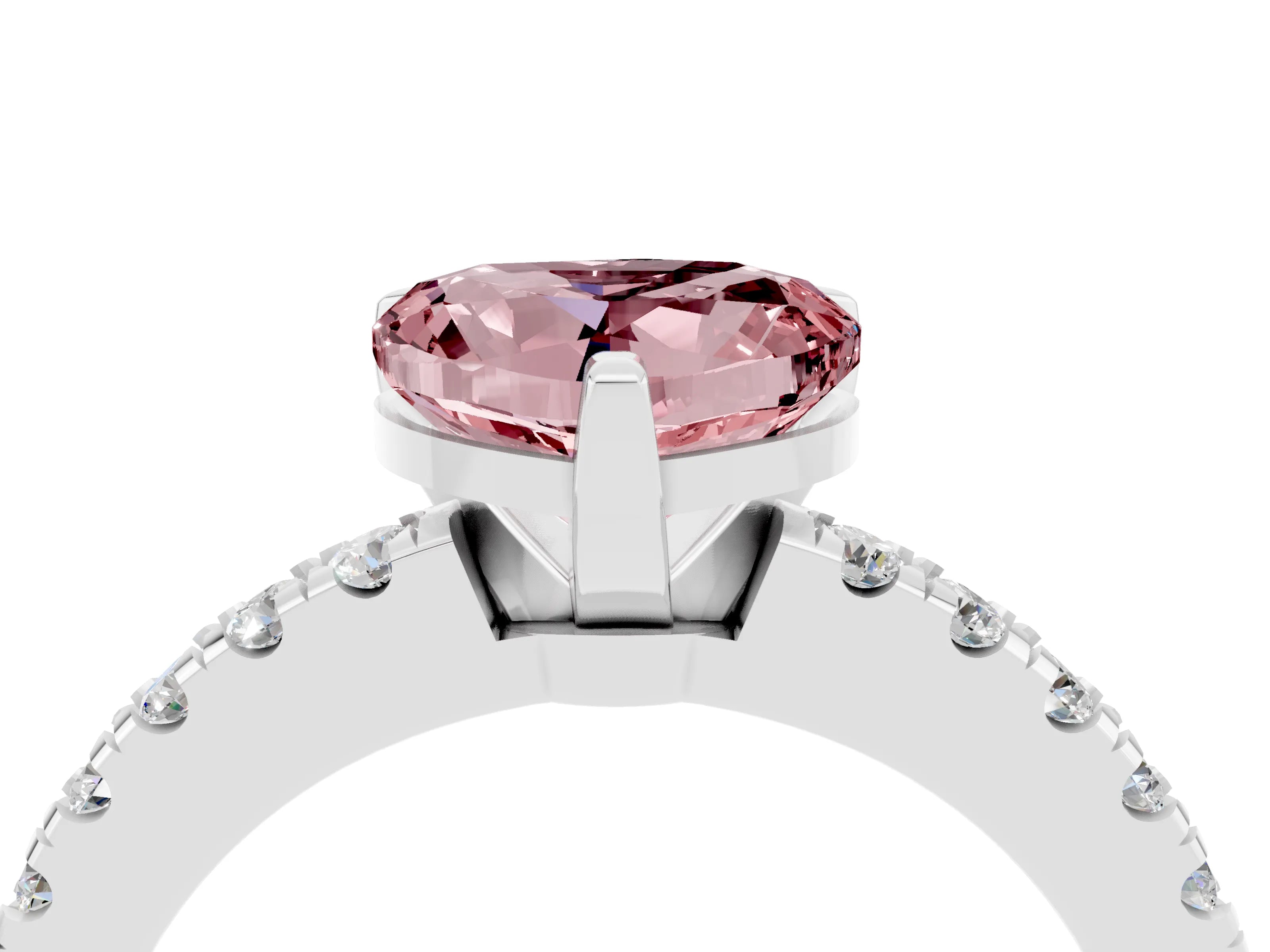 White gold Heart Cut Solitaire Diamond with Pavé Band and Four-Prong Setting_4