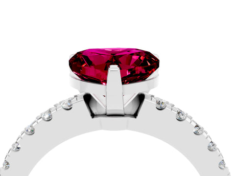 White gold Heart Cut Solitaire Diamond with Pavé Band and Four-Prong Setting_4