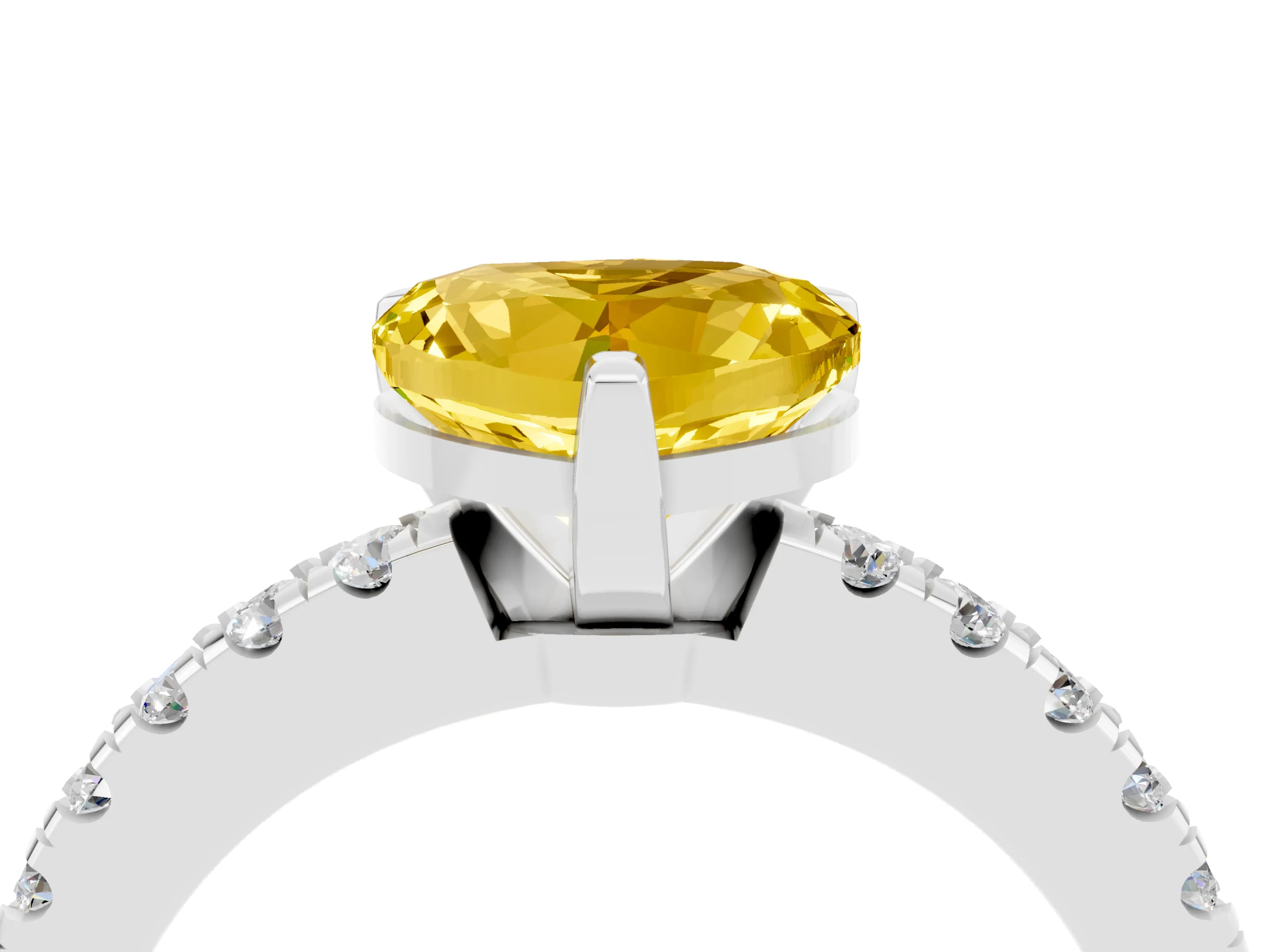White gold Heart Cut Solitaire Diamond with Pavé Band and Four-Prong Setting_4