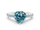 White gold Heart Cut Solitaire Diamond with Pavé Band and Four-Prong Setting