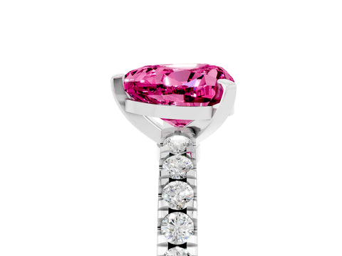 White gold Heart Cut Solitaire Diamond with Pavé Band and Four-Prong Setting_5