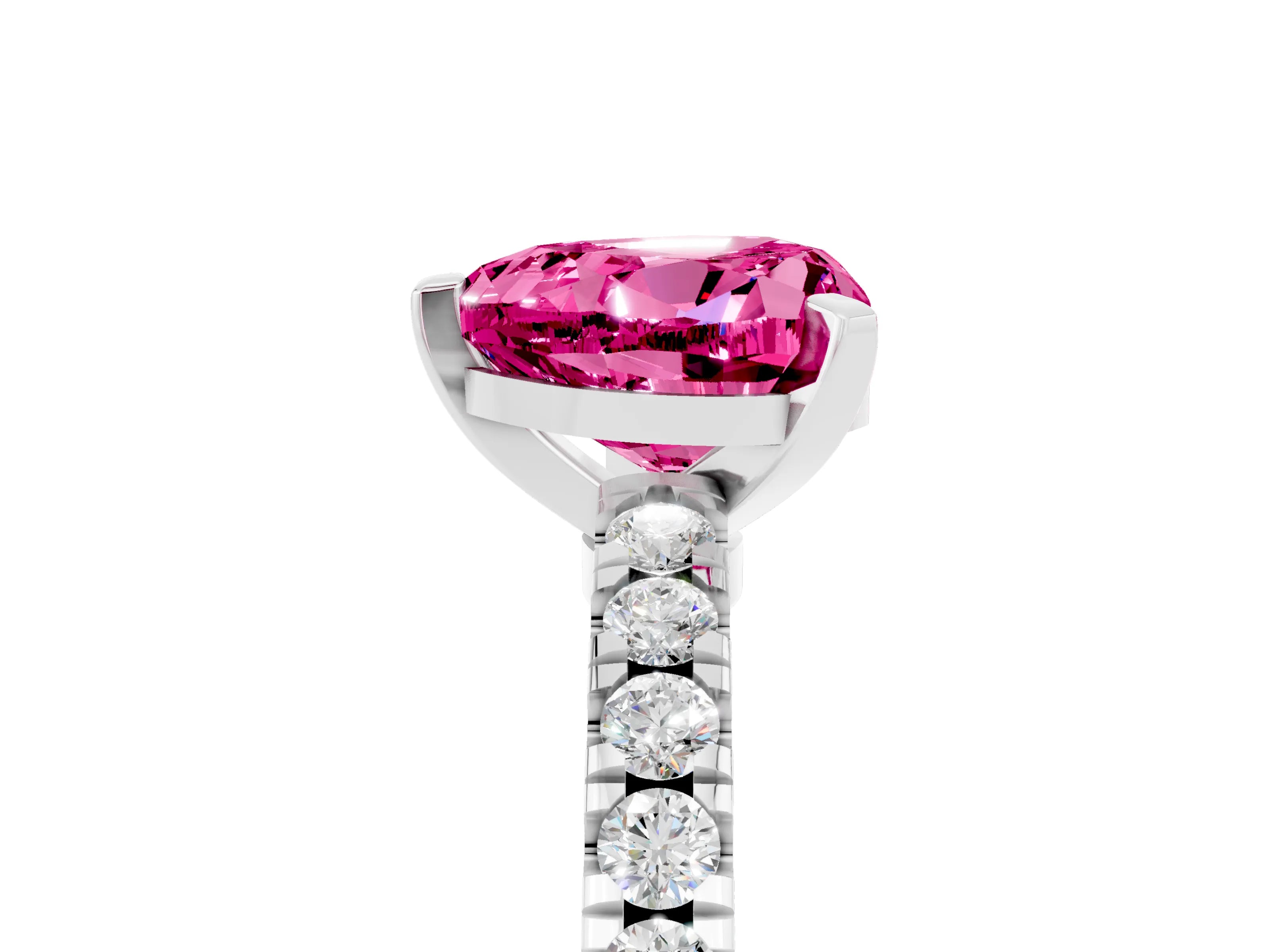 White gold Heart Cut Solitaire Diamond with Pavé Band and Four-Prong Setting_5