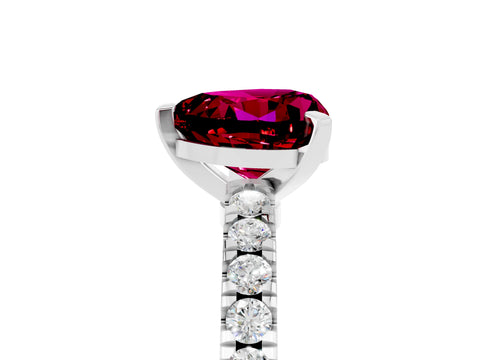 White gold Heart Cut Solitaire Diamond with Pavé Band and Four-Prong Setting_5