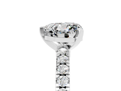 White gold Heart Cut Solitaire Diamond with Pavé Band and Four-Prong Setting_5