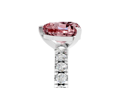 White gold Heart Cut Solitaire Diamond with Pavé Band and Four-Prong Setting_5