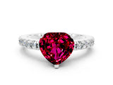 White gold Heart Cut Solitaire Diamond with Pavé Band and Four-Prong Setting
