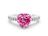 White gold Heart Cut Solitaire Diamond with Pavé Band and Four-Prong Setting