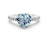 White gold Heart Cut Solitaire Diamond with Pavé Band and Four-Prong Setting