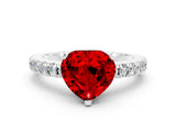 White gold Heart Cut Solitaire Diamond with Pavé Band and Four-Prong Setting