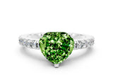 White gold Heart Cut Solitaire Diamond with Pavé Band and Four-Prong Setting
