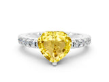 White gold Heart Cut Solitaire Diamond with Pavé Band and Four-Prong Setting
