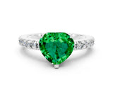 White gold Heart Cut Solitaire Diamond with Pavé Band and Four-Prong Setting