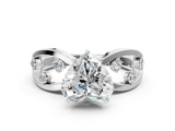 White gold Heart Cut Solitaire Diamond with Side Stones on Criss-Cross Band and Four-Prong Setting_4