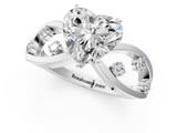 White gold Heart Cut Solitaire Diamond with Side Stones on Criss-Cross Band and Four-Prong Setting_5