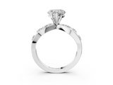 White gold Heart Cut Solitaire Diamond with Side Stones on Criss-Cross Band and Four-Prong Setting_7