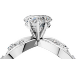 White gold Heart Cut Solitaire Diamond with Side Stones on Criss-Cross Band and Four-Prong Setting_8