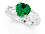 White gold Heart Cut Solitaire Emerald Leaf-Inspired Vine Band Ring with Prong Setting_1