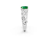 White gold Heart Cut Solitaire Emerald Leaf-Inspired Vine Band Ring with Prong Setting_2