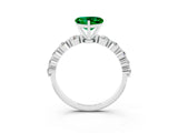 White gold Heart Cut Solitaire Emerald Ring with Pave Band and Four-Prong Setting_3