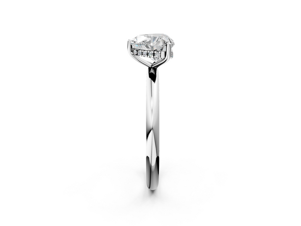 White gold Heart Cut Solitaire Engagement Ring with Four-Prong Setting and Classic Band
