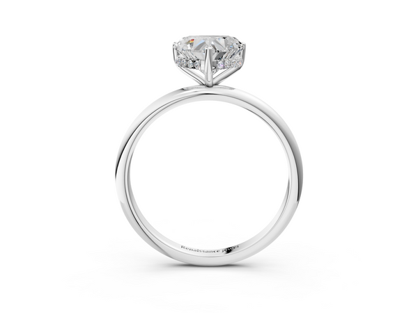 White gold Heart Cut Solitaire Engagement Ring with Four-Prong Setting and Classic Band