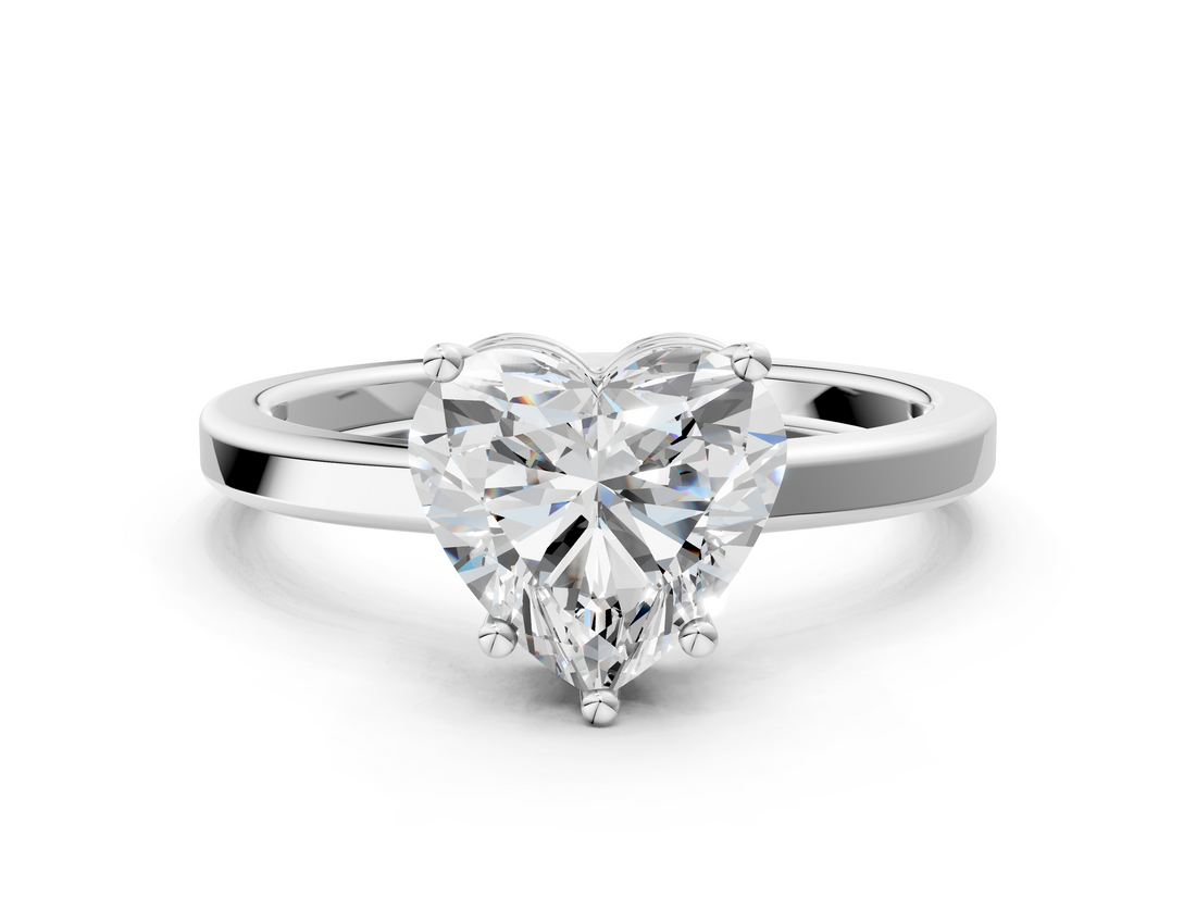 White gold Heart Cut Solitaire Engagement Ring with Four-Prong Setting on a Classic Band_57