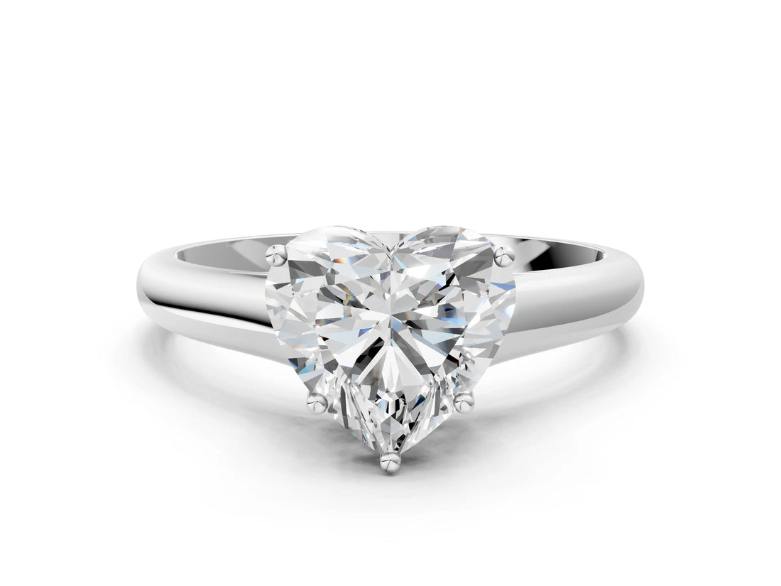 White gold Heart Cut Solitaire Engagement Ring with Tapered Band and Four-Prong Setting_3