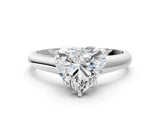 White gold Heart Cut Solitaire Engagement Ring with Tapered Band and Four-Prong Setting_3