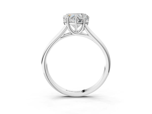 White gold Heart Cut Solitaire Engagement Ring with Tapered Band and Four-Prong Setting
