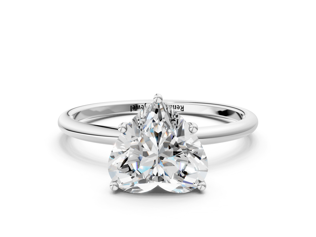 White gold Heart Cut Solitaire Engagement Ring with Thin Band and Four-Prong Setting_3