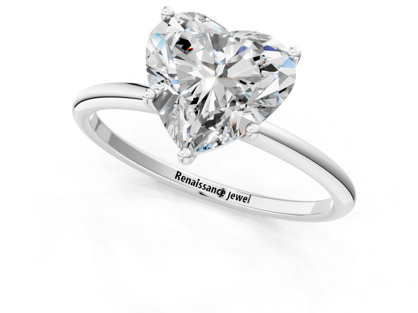 Sterling Silver Heart-Shaped Solitaire Engagement Ring Setting with Straight Thin Band