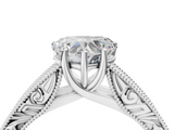 White gold Heart Cut Solitaire Engraved Band with Four-Prong Setting_61
