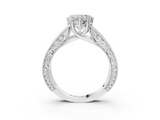 White gold Heart Cut Solitaire Engraved Band with Four-Prong Setting_61