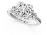 White gold Heart Cut Solitaire Floral Diamond Ring with Four-Prong Setting_38