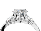 White gold Heart Cut Solitaire Floral Diamond Ring with Four-Prong Setting_40