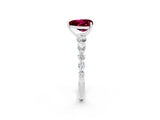 White gold Heart Cut Solitaire Garnet Ring with Pave Band and Four-Prong Setting_2