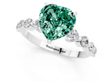 White gold Heart Cut Solitaire Green Sapphire Ring with Pave Band and Four-Prong Setting_1